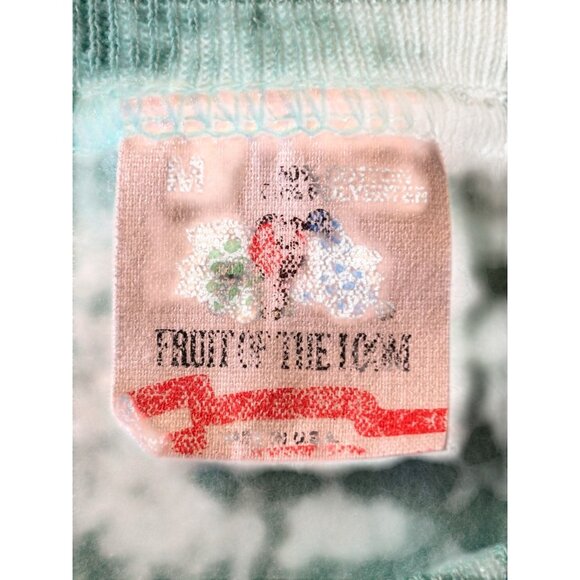 Vintage Guess Logo Aqua Sweatshirt Medium Fruit Of The Loom - Picture 3 of 4